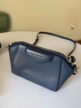 Givenchy Navy Leather Micro Antigona Crossbody Bag